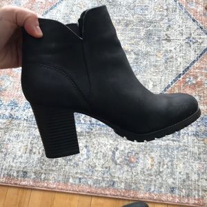 Clarks Black Leather Booties with Heel
